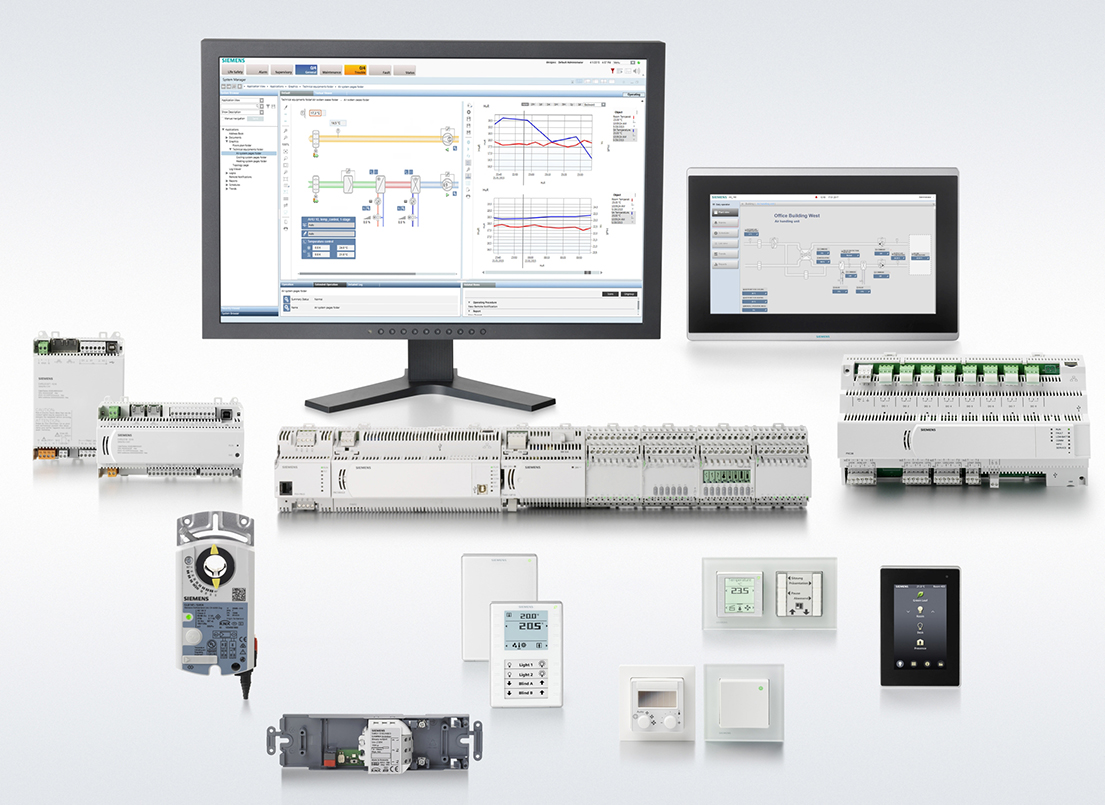 The latest version of the Desigo building automation system from Siemens includes many new components. Desigo Control Point makes the handling of a building even more user-friendly, and thanks to the new PX Compact Controller with island bus, more data points can be covered. In addition, room automation has been expanded with new application types for heat pumps as well as in the field of air regulation, especially for clean rooms and laboratories. Cost-optimized room operator units, a KNX-PL link light dimmer and a new KNX PL-Link rotary actuator designed for use with 6-way ball valves complete the portfolio of the new Desigo version.
 
Die neuste Version des Siemens-Gebäudemanagementsystems Desigo enthält zahlreiche neue Komponenten. Mit Desigo Control Point können Gebäude nun noch benutzerfreundlicher bedient werden und dank eines neuen Kompaktreglers mit Island-Bus ist es möglich, mehr Datenpunkte zu bedienen. Auch die Raumautomation wurde im Bereich Luftregelung speziell für Reinräume und Labore sowie mit neuen Anwendungen für Wärmepumpen weiterentwickelt. Kostenoptimierte Raumbedieneinheiten, ein Dimmer mit KNX-PL- Link-Anbindung sowie ein neuer Stellantrieb mit KNX-PL-Link speziell für 6-Weg-Regelkugelhähne runden das Portfolio der neusten Desigo-Version ab.